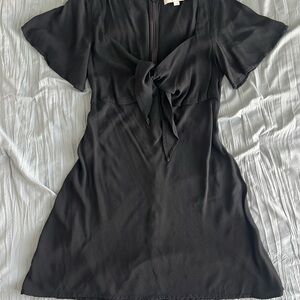 LOFT Elegant Black Mini Dress with Tie Detail